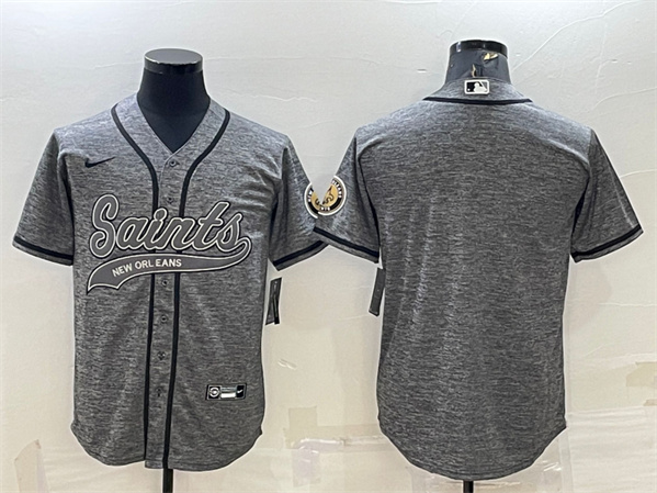 Men's New Orleans Saints Blank Gray With Patch Cool Base Stitched Baseball Jersey